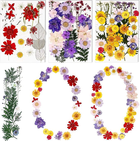 BIHRTC 100PCS Died Pressed Flowers Natural Colorful Real Dry Flowers Leaves Set for Resin Jewelry Making DIY Craft Candle Nail Art