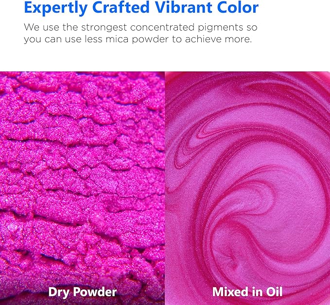 Rolio Premium Mica Powder - Deep Pink (50G / 1.76oz) - 1 Jar of Pink Pigment Powder for Epoxy Resin, Dye, Soap Making, Nail Polish, Paint, Candle Making, Bath Bombs, Slime