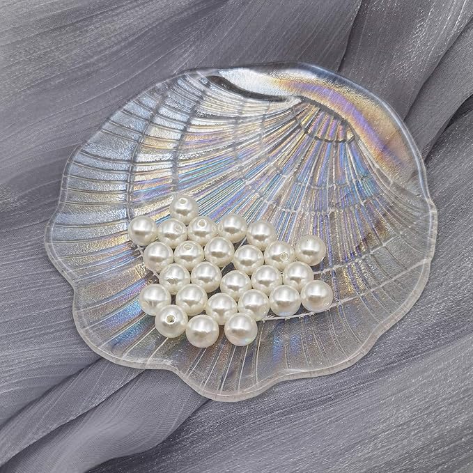 INSPIRELLE 600pcs 10mm Ivory Art Faux Pearl Beads ABS Round Loose Spacer Beads for DIY Craft Necklaces Bracelets Jewelry Making