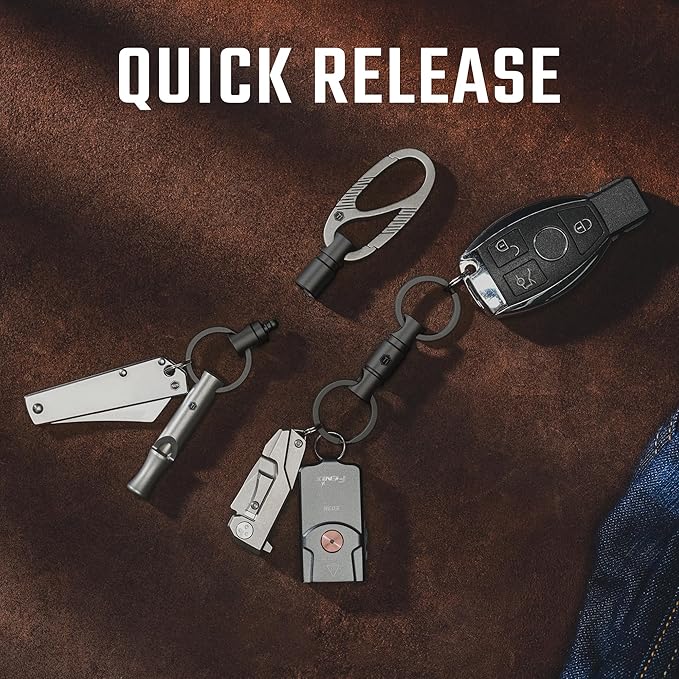 KeyUnity Detachable Key Ring Connector, Double-end Swivel Keychain Titanium Rotatable Key Organizer Linker for Carabine