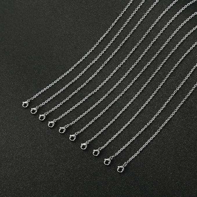 Loprome 32 Pcs 20 Inch Necklace Chains Stainless Steel Link Cable Chain Necklace with Lobster Clasps for DIY Jewelry Making, 2mm