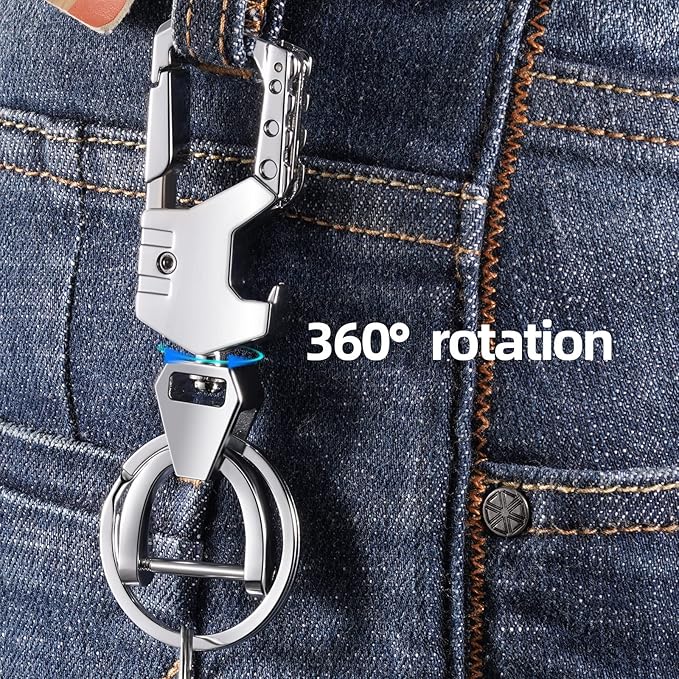 Mtverver Heavy Duty Keychain Opener with 2 Keyrings Car Keychains, Multifunctional Toolbox for Men and Women Car Keychains