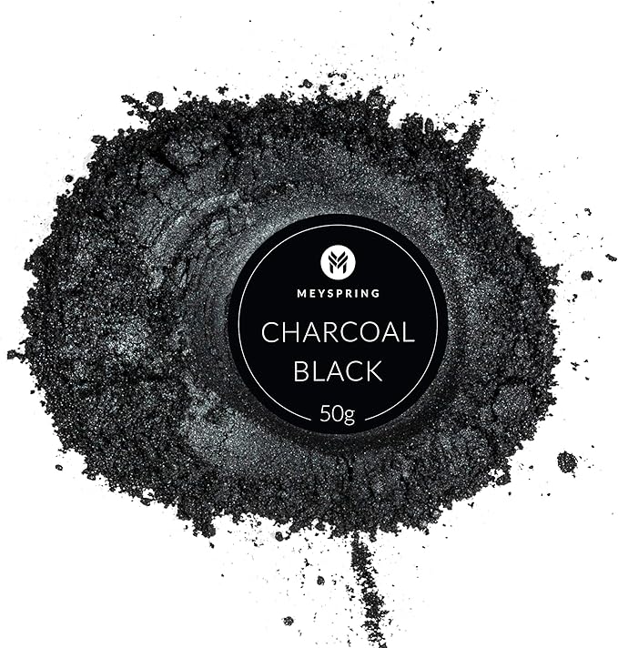 MEYSPRING Charcoal Black Mica Powder for Epoxy Resin - 50 Grams - Great for Resin Art and UV Resin - Epoxy Resin Color Pigment