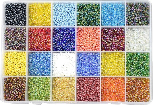 Mandala Crafts 8/0 Glass Seed Beads for Professional Beadwork, 9000 Pcs AB Iridescent Glass Beads