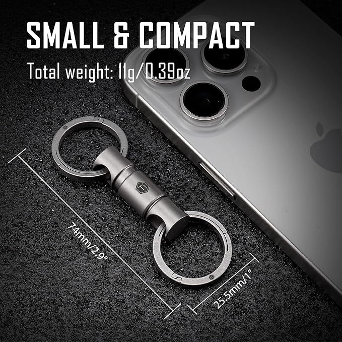 KeyUnity Detachable Key Ring Connector, Double-end Swivel Keychain Titanium Rotatable Key Organizer Linker for Carabine
