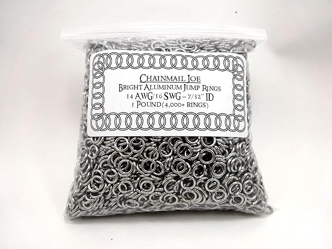 1 Pound Bright Aluminum Chainmail Jump Rings 16G 7/32" ID (4000+ Rings)