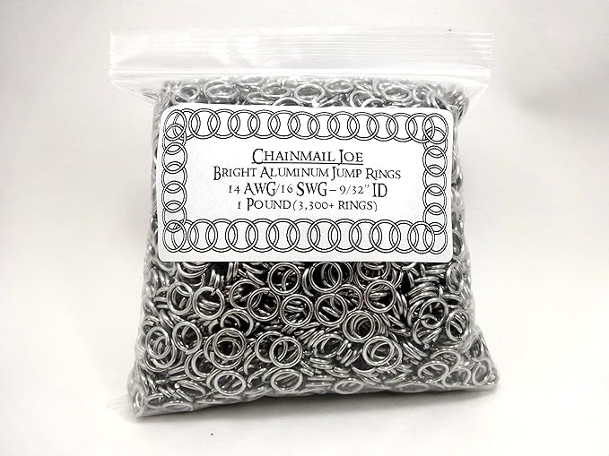 1 Pound Bright Aluminum Chainmail Jump Rings 16G 9/32" ID (3300+ Rings)