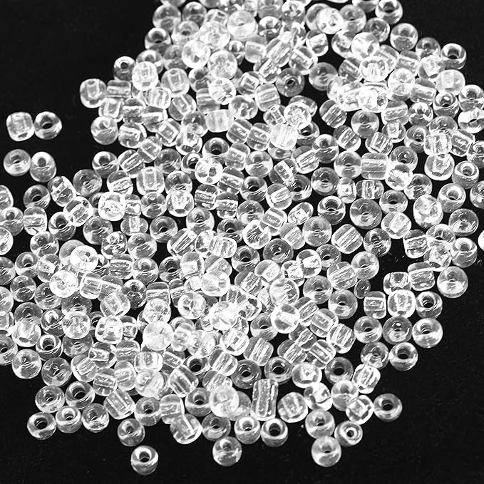 Mandala Crafts 11/0 Glass Seed Beads for Professional Beadwork, 13000 Clear Glass Beads