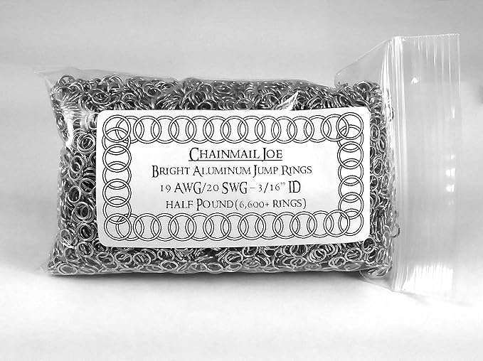 1/2 Pound Bright Aluminum Chainmail Jump Rings 20G 3/16" ID (6600+ Rings)