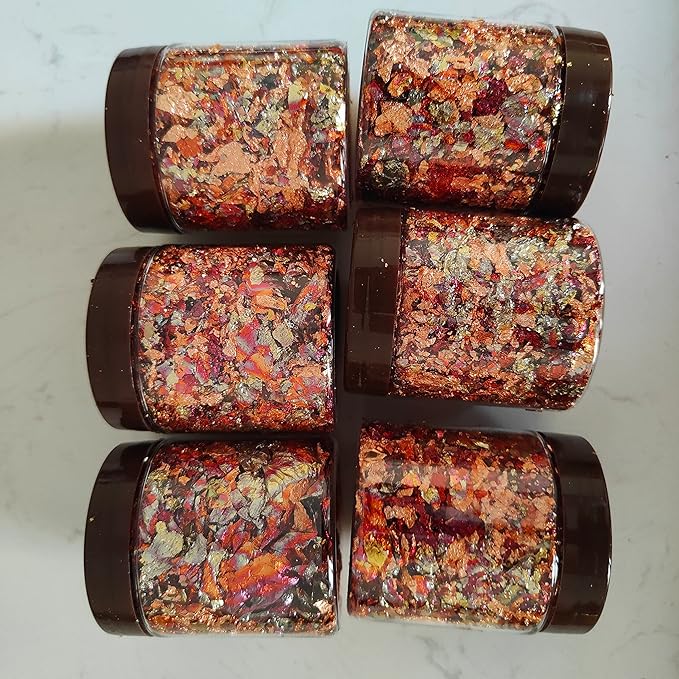 JINRUISI Gilding Flakes Variegated Gold Foils Leaf Flakes Gilding Craft Paper Decoration Art Supplies (Autumn Leaves)