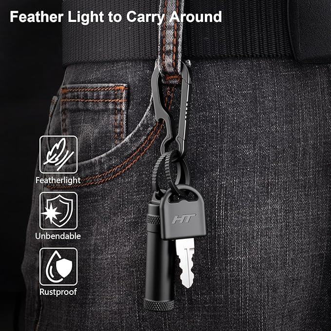 Titanium Key Rings Heavy Duty Side Push Split Key Chain Rings for Key Carabiner Quick Release Keychain Rings