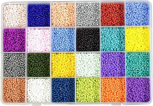 Mandala Crafts 11/0 Glass Seed Beads for Professional Beadwork, 18000 Pcs Multicolor Glass Beads