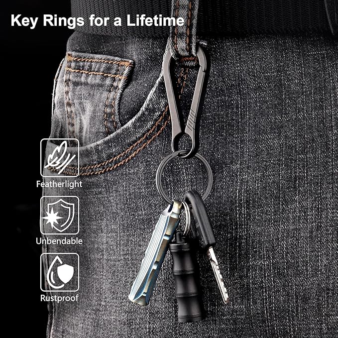 Titanium Key Rings Heavy Duty Side Push Split Key Chain Rings for Key Carabiner Quick Release Keychain Rings