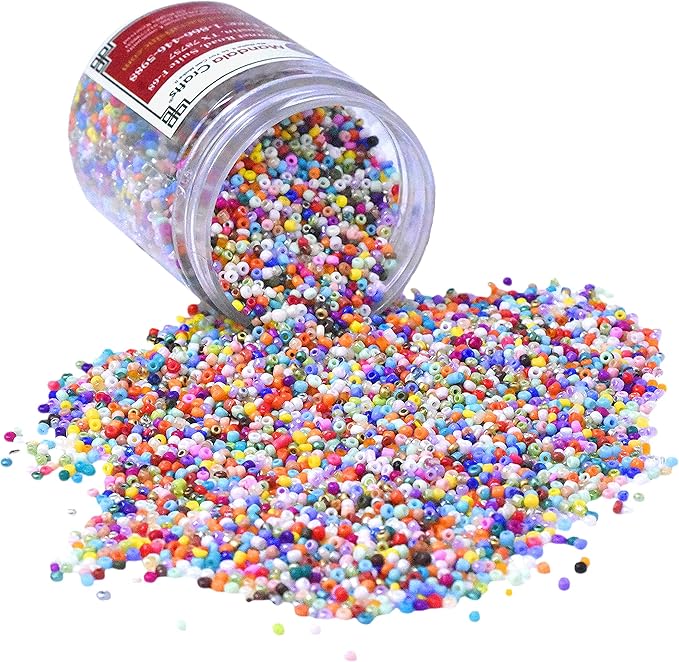 Mandala Crafts 6/0 Glass Seed Beads for Professional Beadwork, 2500 Rainbow Mixed Glass Beads