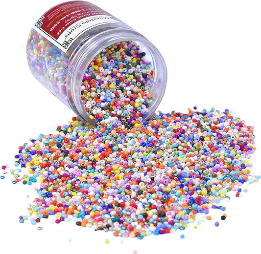 Mandala Crafts 6/0 Glass Seed Beads for Professional Beadwork, 2500 Rainbow Mixed Glass Beads