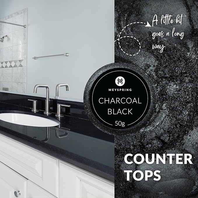 MEYSPRING Charcoal Black Mica Powder for Epoxy Resin - 50 Grams - Great for Resin Art and UV Resin - Epoxy Resin Color Pigment