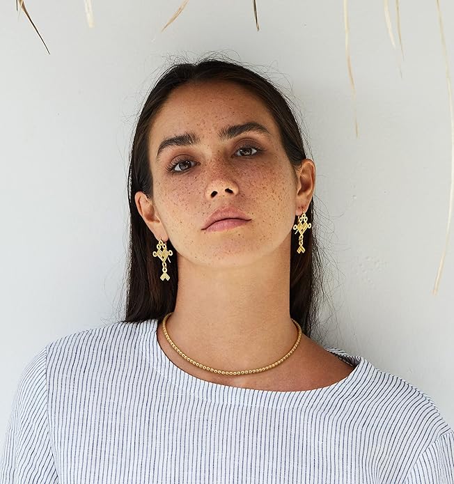 Aobei Pearl 18K Gold Plated Paperclip Chain Choker Satellite Chain Freshwater Cultured Biwa Pearl Pendant Necklace Dainty Jewelry for Women