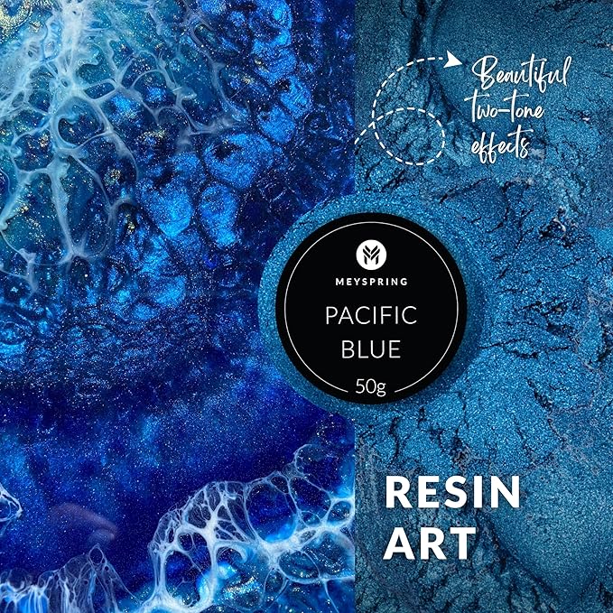 MEYSPRING Pacific Blue Epoxy Resin Color Pigment - 50 Grams - Great for Resin Art, Epoxy Resin, and UV Resin - Mica Powder for Epoxy Resin