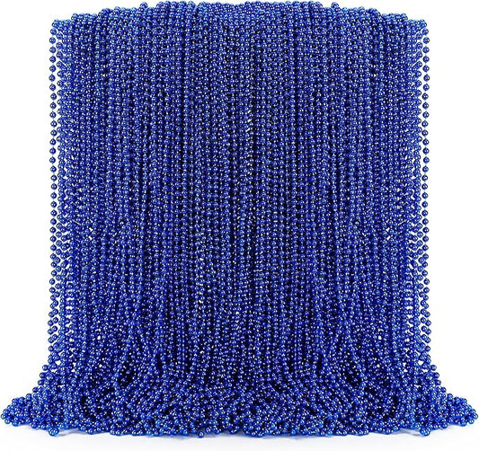 100PCS Mardi Gras Beads Necklace, Blue Bead Necklaces Stuff Bulk, 33" Christmas Necklace Party Supplies, Festival Parade Throw Accessories for Wedding Birthday Pirate Theme Party Decor